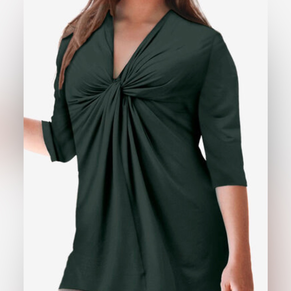 Ellos Twisted Knot Top, Hunter Green